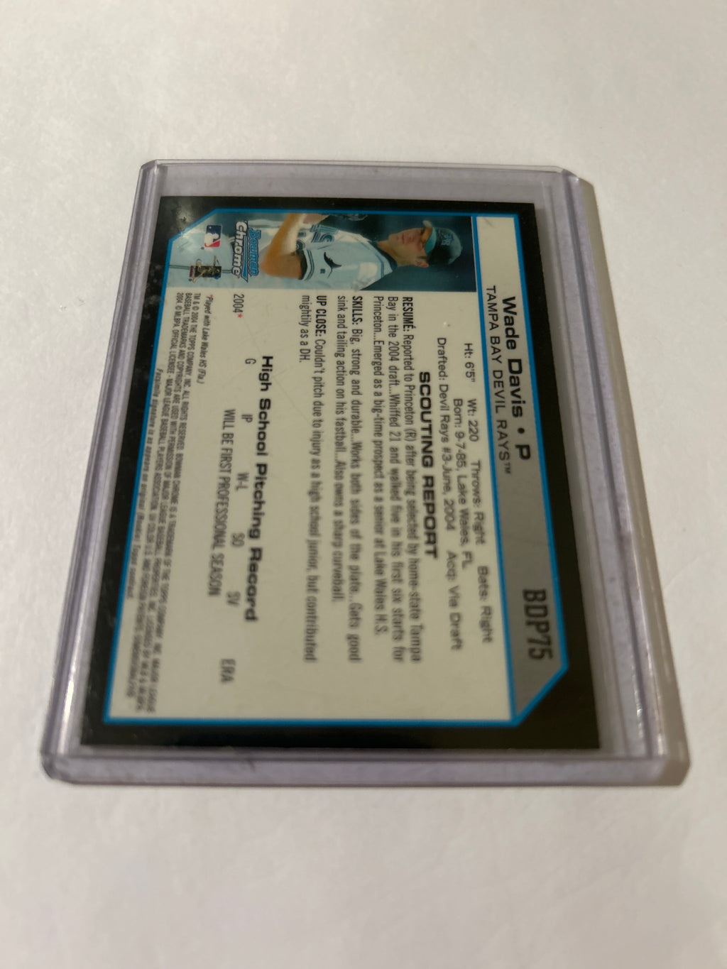 2004 Bowman Draft Picks & Prospects - Chrome Wade Davis #BDP75 Refractor (RC)