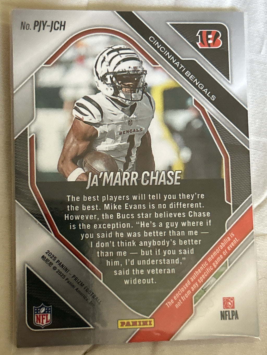 2025 Panini Prizm Premier Jerseys Ja'Marr Chase #PJY-JCH Pink Prizm Relic Patch Cincinnati Bengals WR