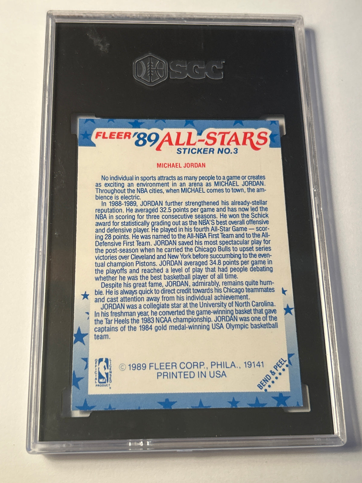 1989-90 Fleer Sticker #3 Michael Jordan All Stars SGC 6.5 EX-NM+