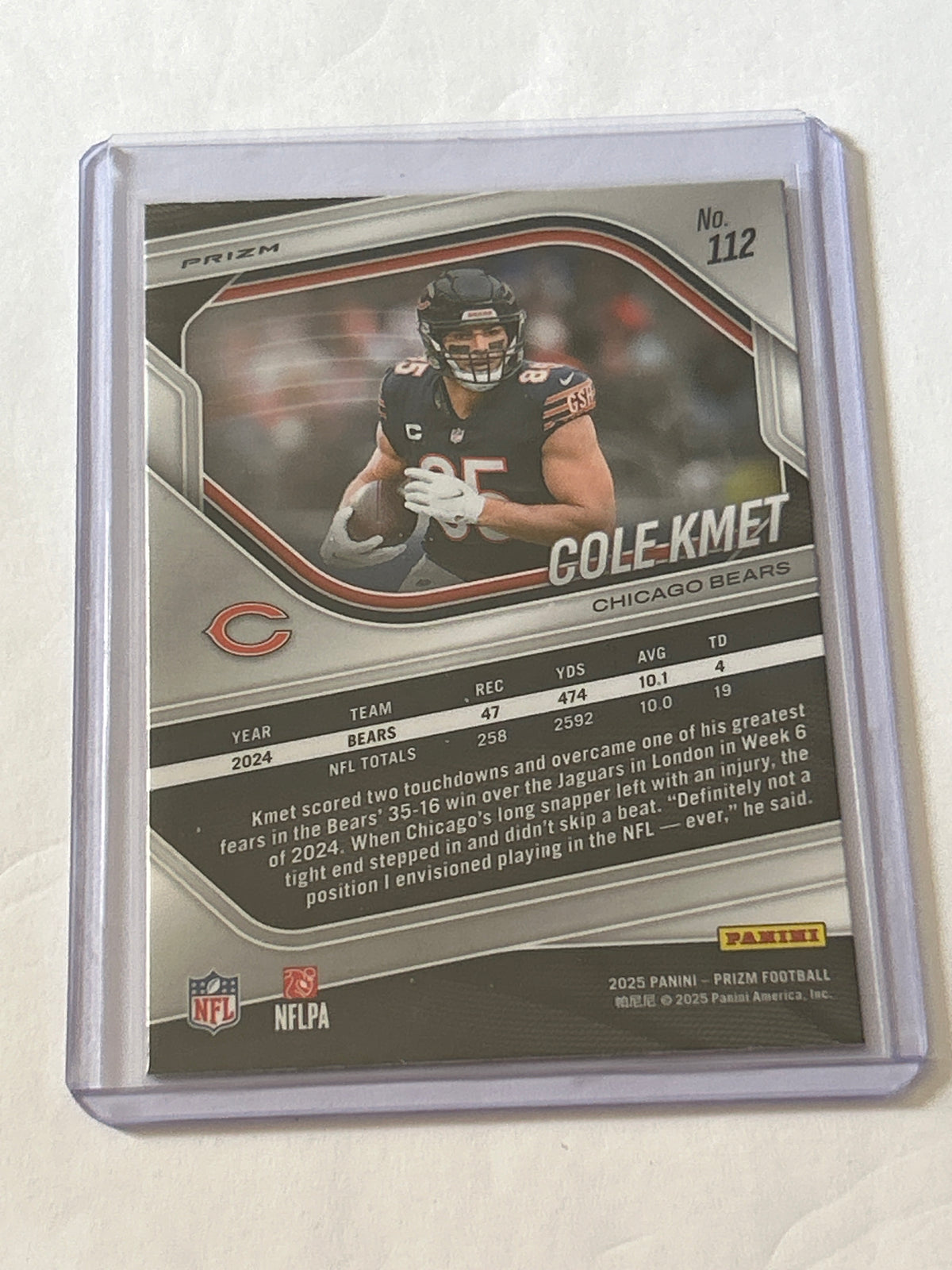 2025 Panini Prizm - Cole Kmet #112 Pink Prizm