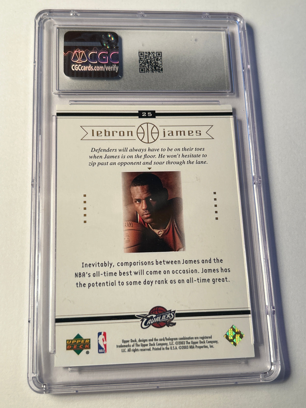 2003-04 Upper Deck LeBron James Box Set #25 On The Rise CGC 8.5 NM/MINT+ Rookie Year