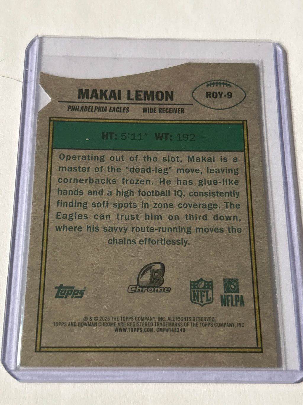 2026 Bowman Chrome Makai Lemon Rookie of the Year Favorites Die Cut RC Philadelphia Eagles