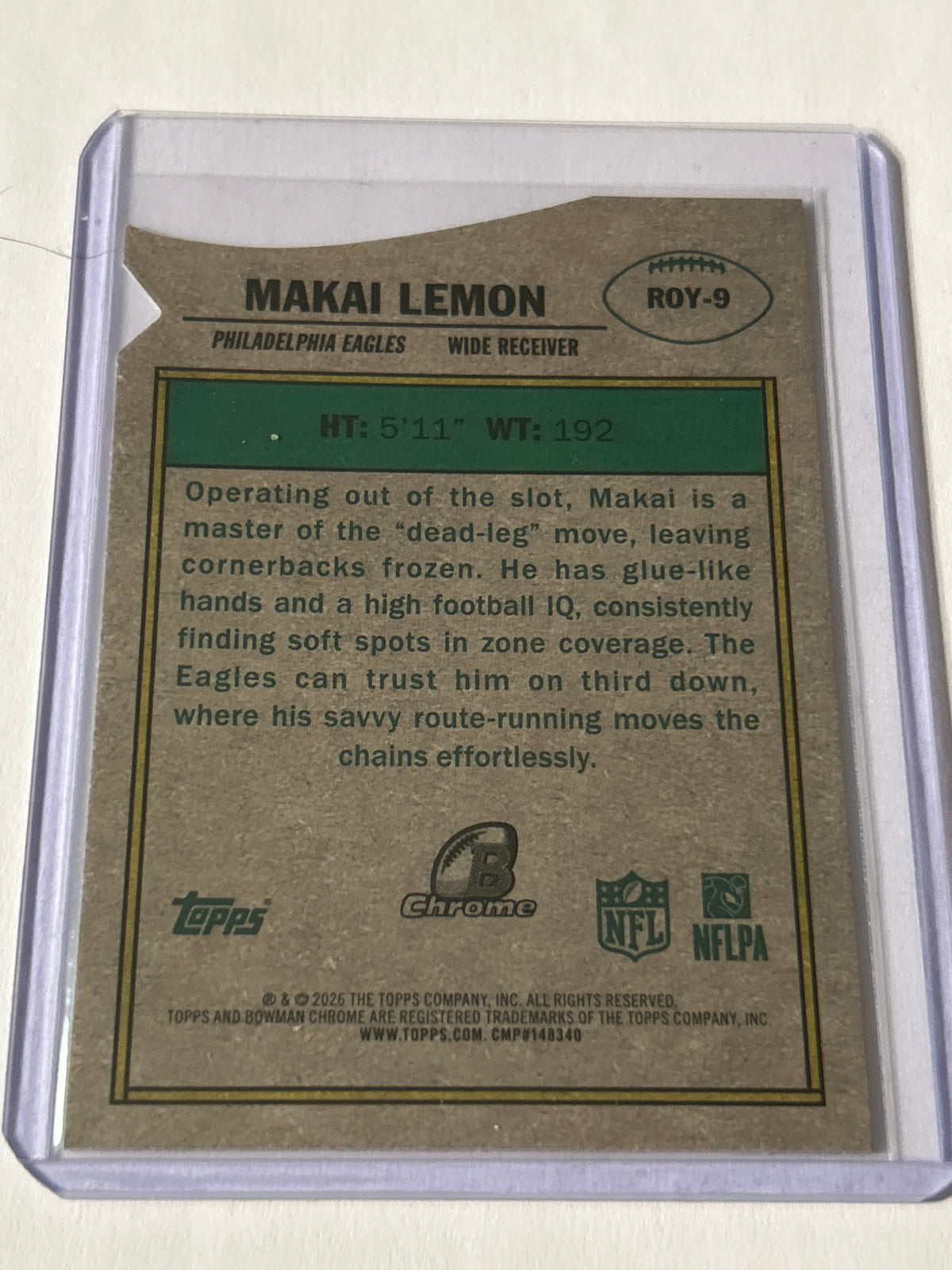2026 Bowman Chrome Makai Lemon Rookie of the Year Favorites Die Cut RC Philadelphia Eagles