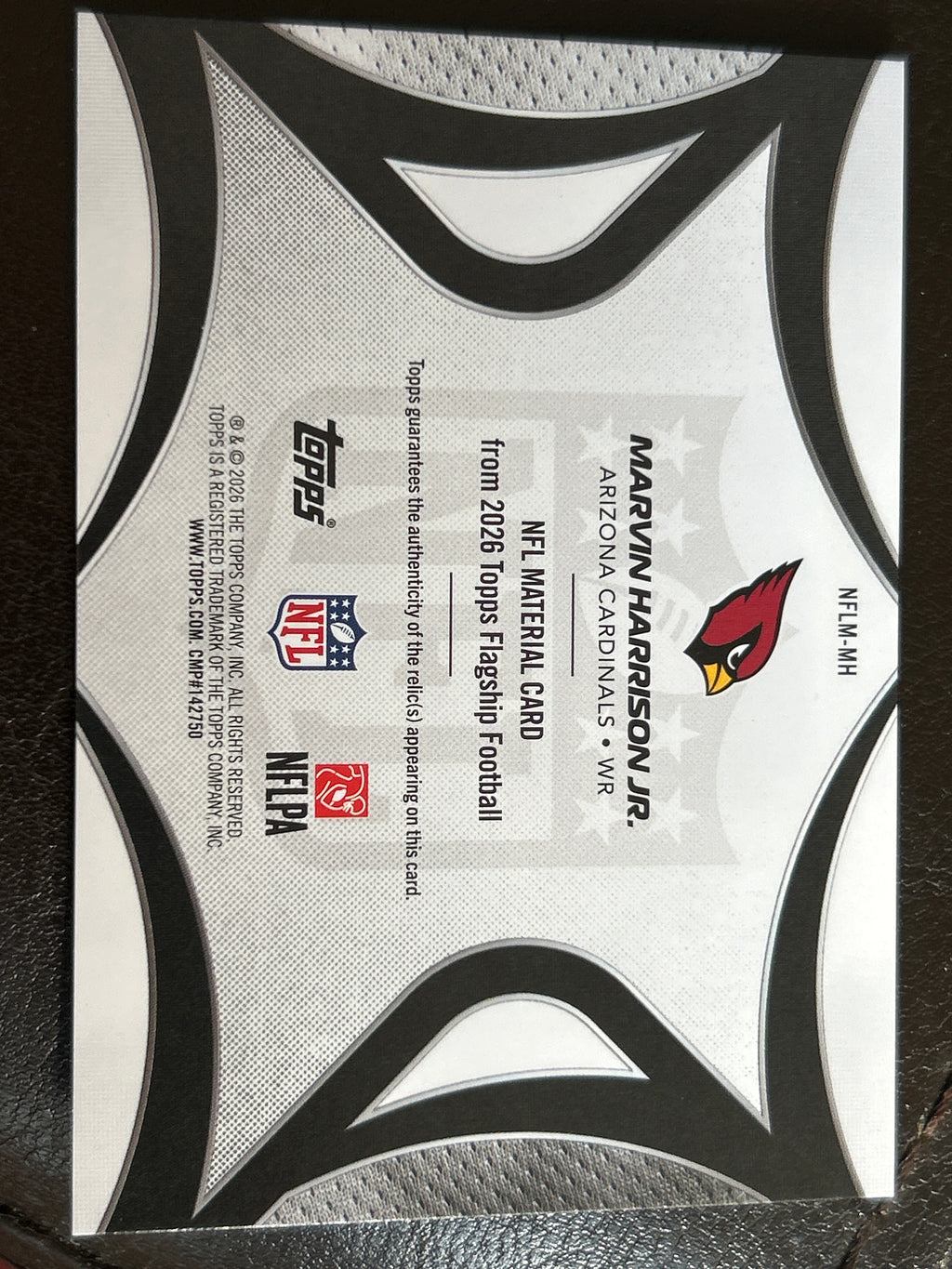 Topps Marvin Harrison Jr Player Worn Memorabilia Relic Jersey Patch Arizona Cardinals WR