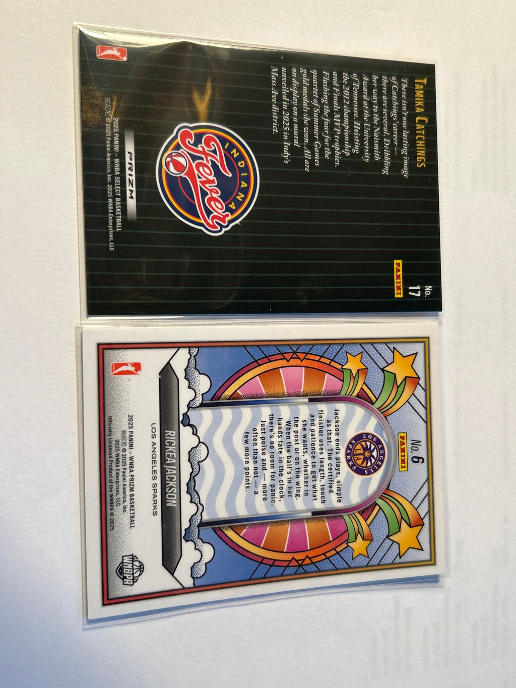 2025 Panini WNBA 2 Card Lot Tamika Catchings Select Cracked Ice Rickea Jackson Prizm Groovy