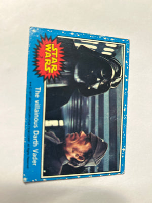 1977 Topps Star Wars #7 The Villainous Darth Vader, Blue Series 1, Two-Star Variant, VG