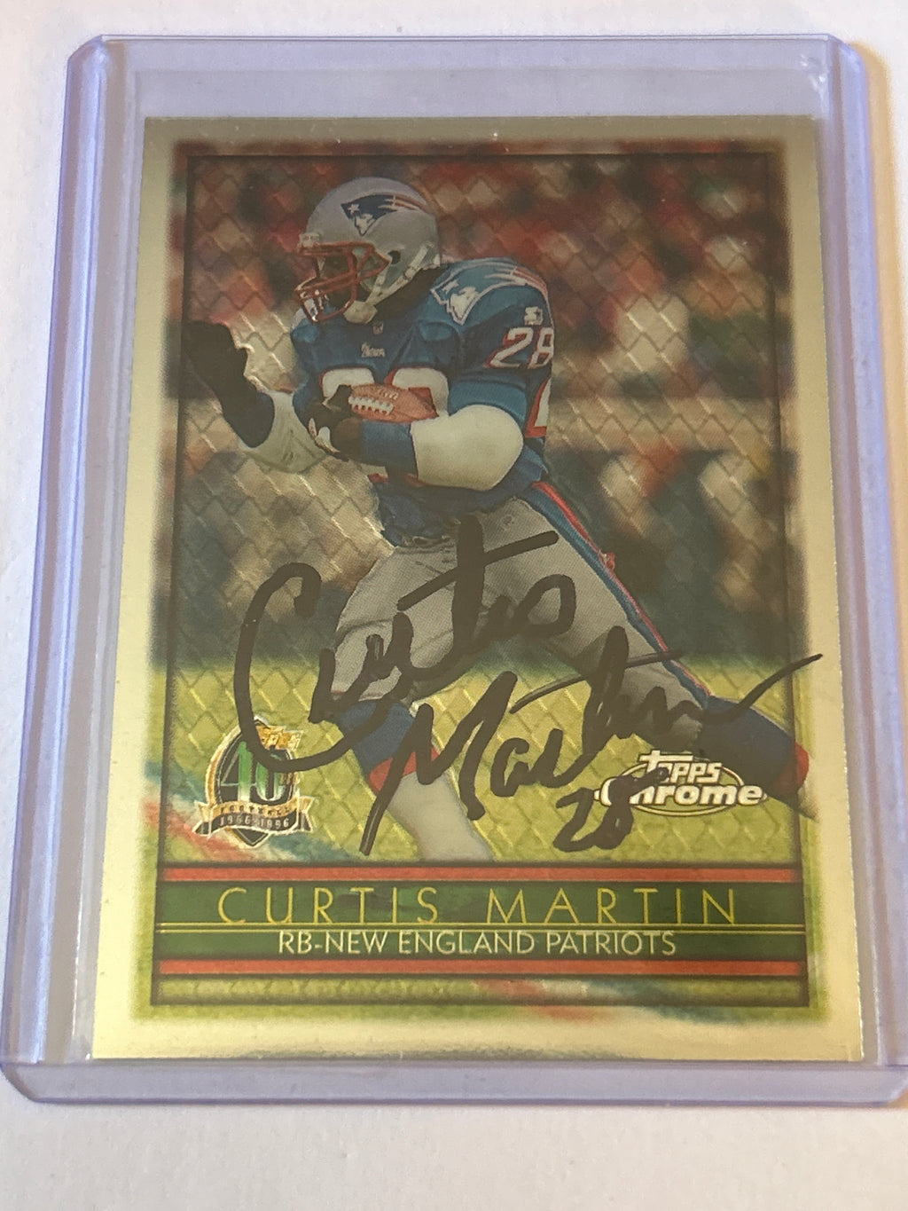 1996 Topps Chrome - Curtis Martin #100 Refractor- Auto