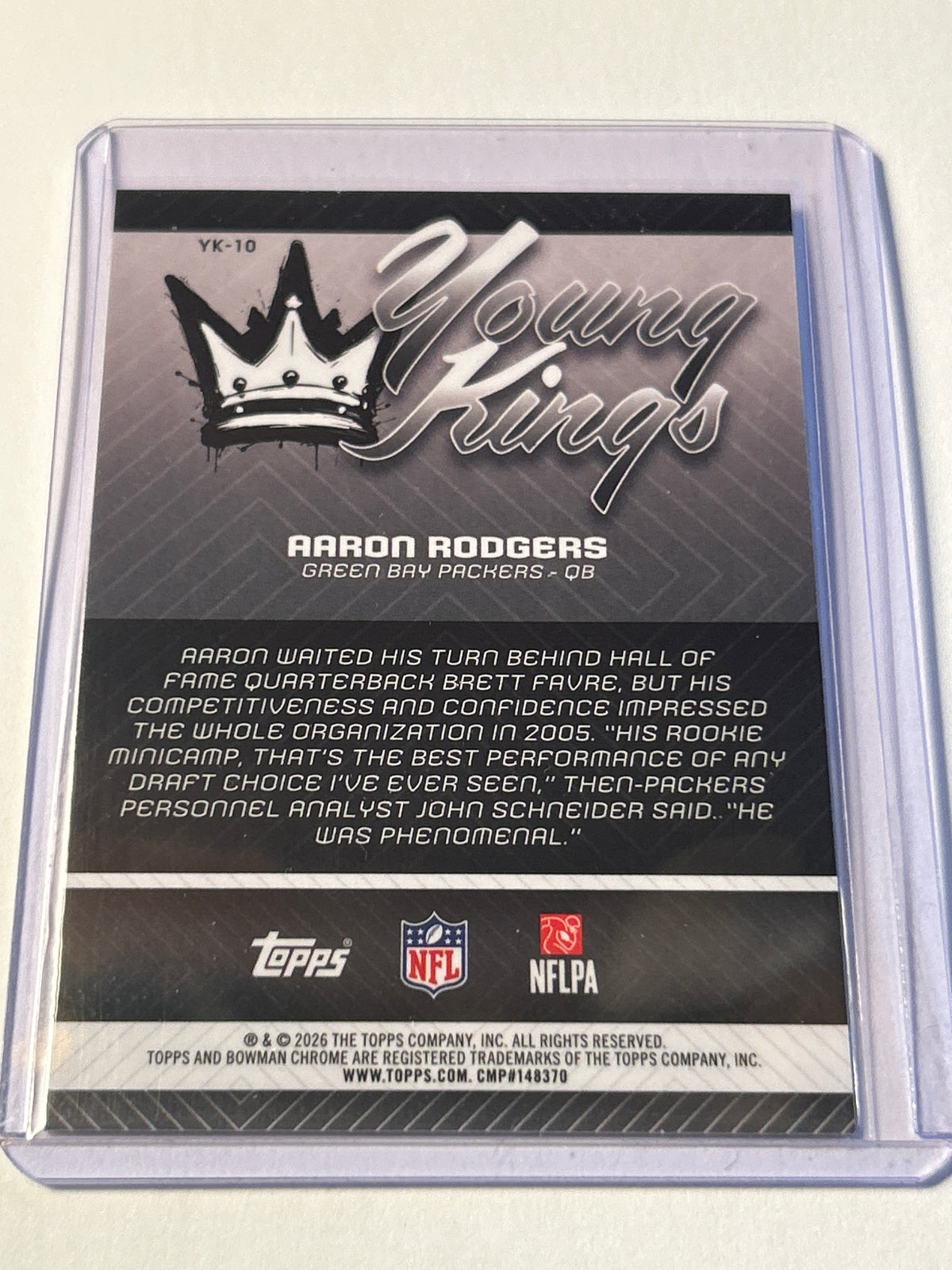 2026 Bowman Chrome Aaron Rodgers Young Kings Insert Green Bay Packers QB