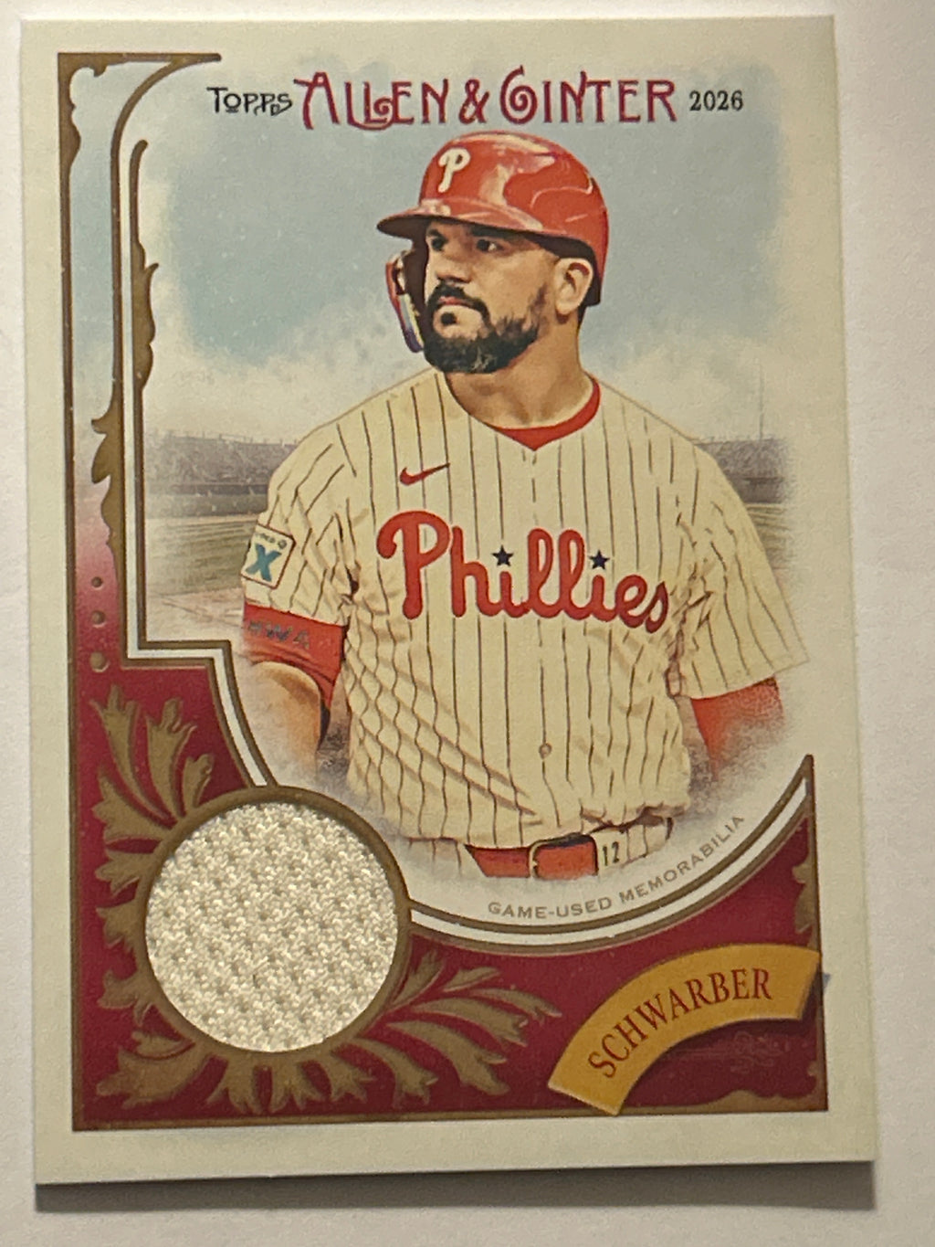 2026 Topps Allen & Ginter Kyle Schwarber #FSRA-KSC Full Size Game Used Memorabilia Relic Philadelphia Phillies