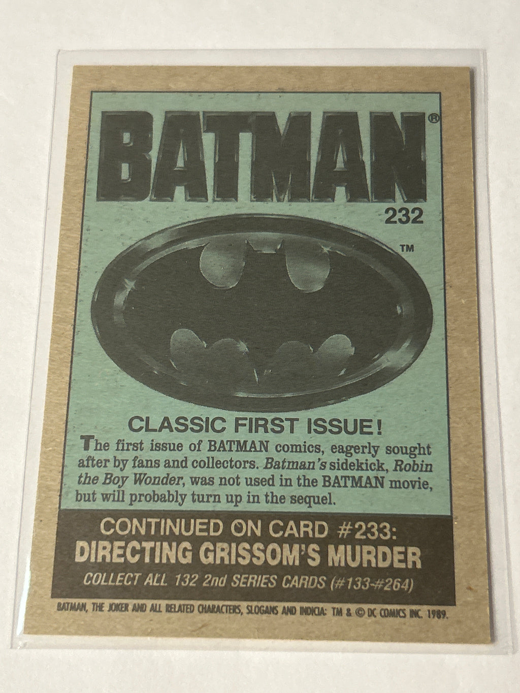 1989 Topps Batman Series 2 #232 Classic First Issue! (Batman #1 Cover)