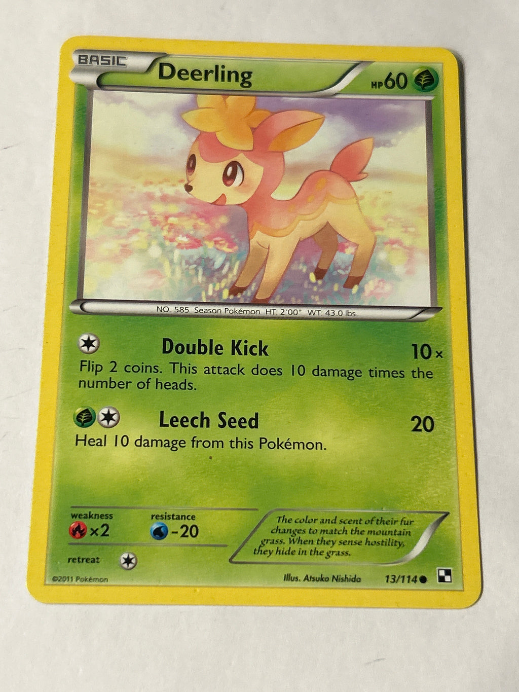2011 Pokemon Black & White Deerling #13/114 Common
