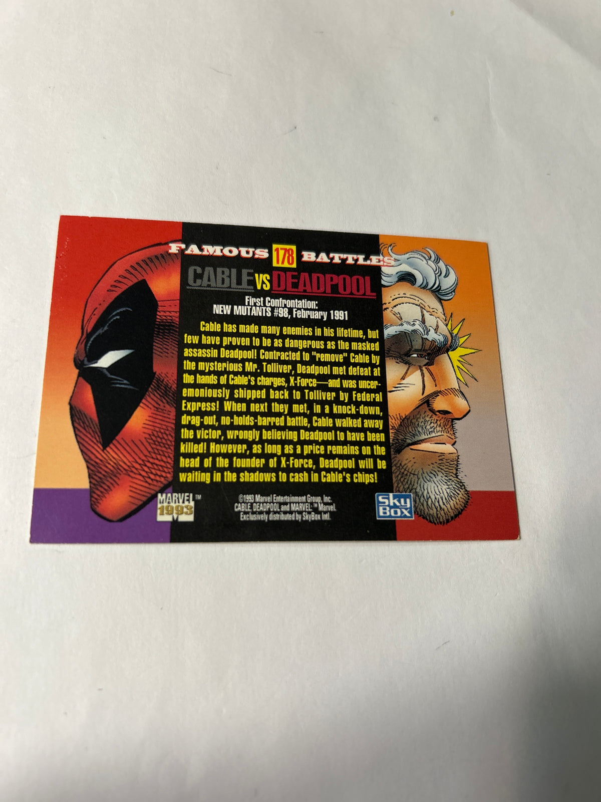1993 SkyBox Marvel Universe Series IV Cable vs Deadpool Famous Battles
