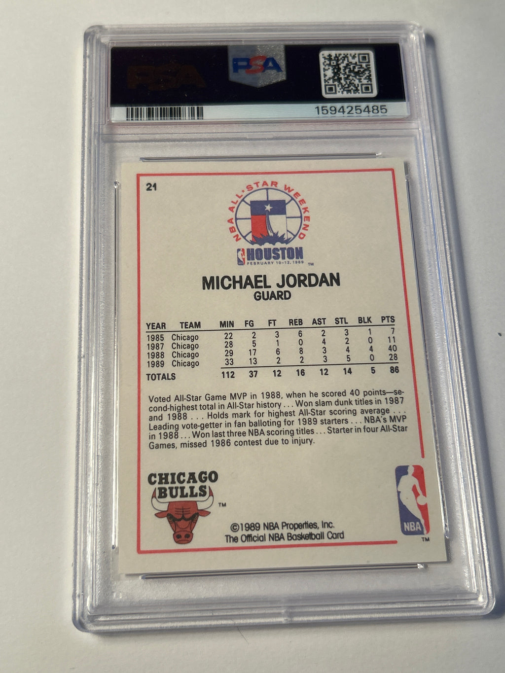 1989 NBA Hoops #21 Michael Jordan All Star PSA 6 EX-MT