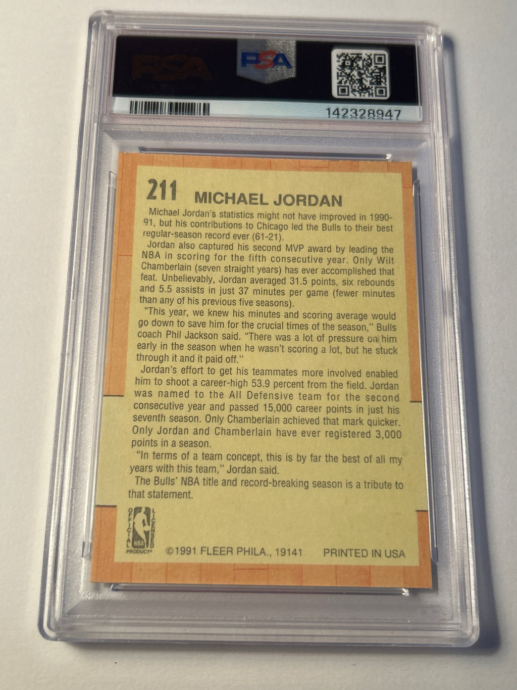 1991 Fleer #211 Michael Jordan All Star Team PSA 8 (OC)