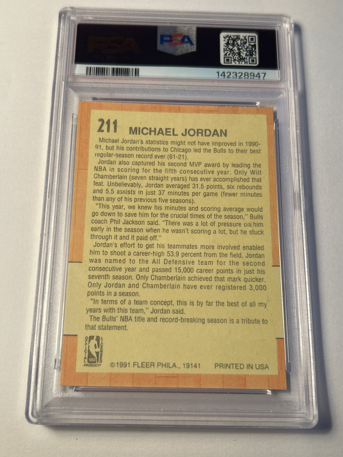 1991 Fleer #211 Michael Jordan All Star Team PSA 8 (OC)