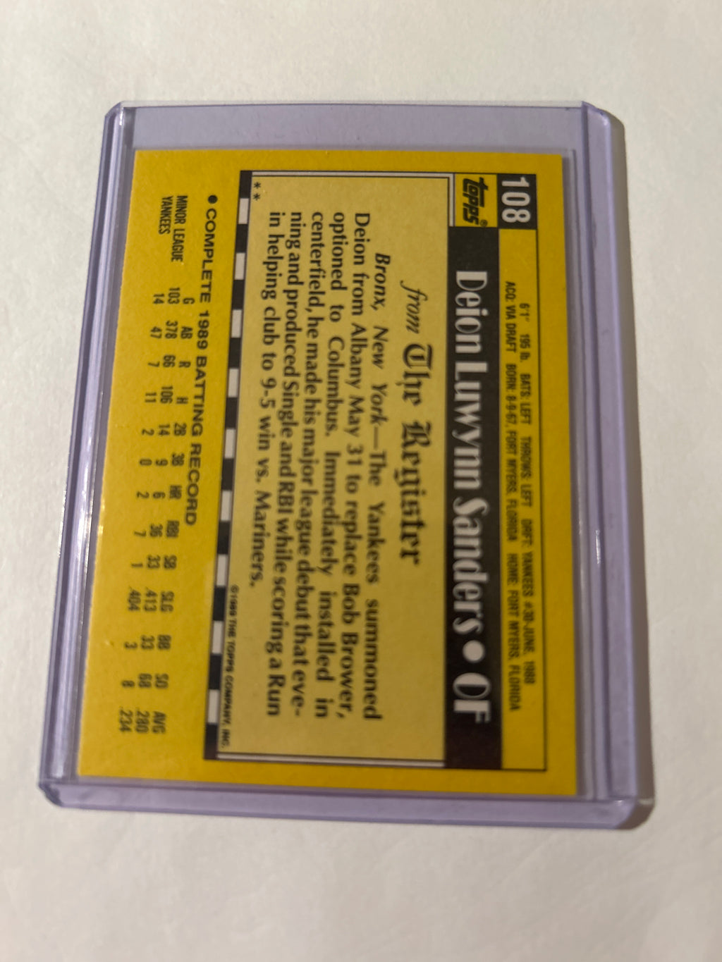 1989-90 Topps Major League Debut 1989 - Deion Sanders #108 (RC)