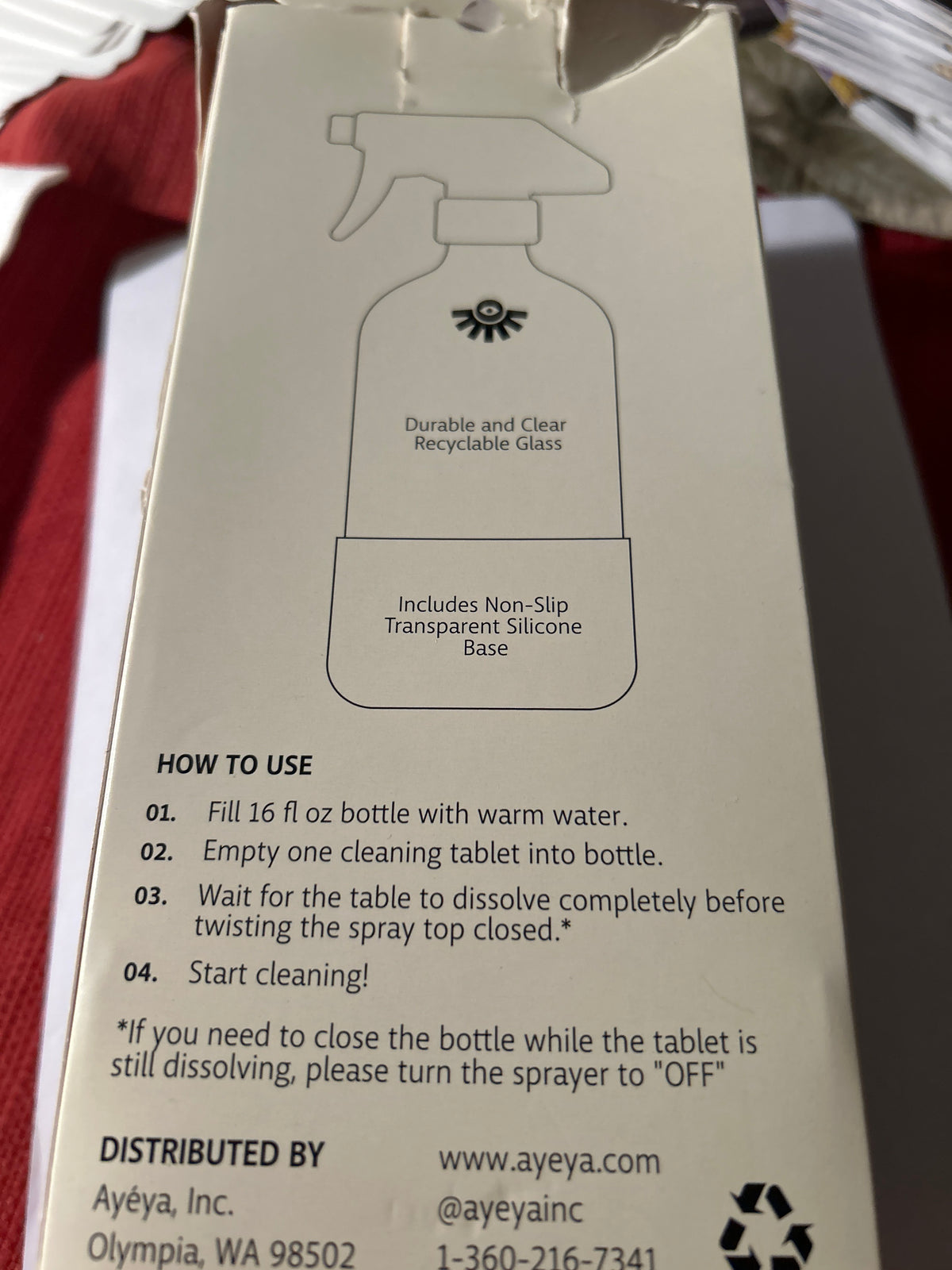 AyeYa Reusable Cleaning Bottle – Durable Glass with Silicone Base – 16 fl oz