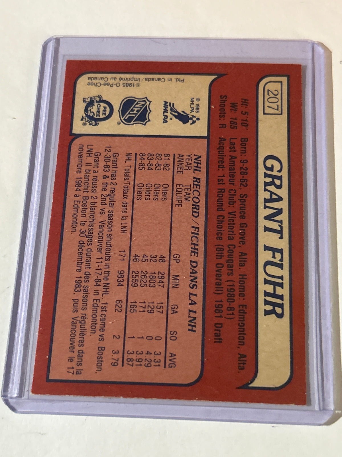 1985-86 O-Pee-Chee - Grant Fuhr #207