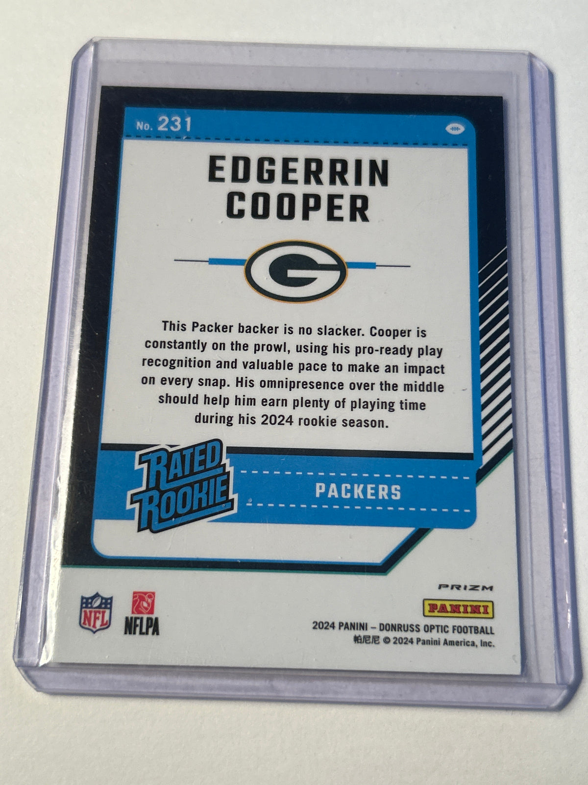2024 Donruss Optic Rated Rookie Edgerrin Cooper (RC) Purple Shock Green Bay Packers LB