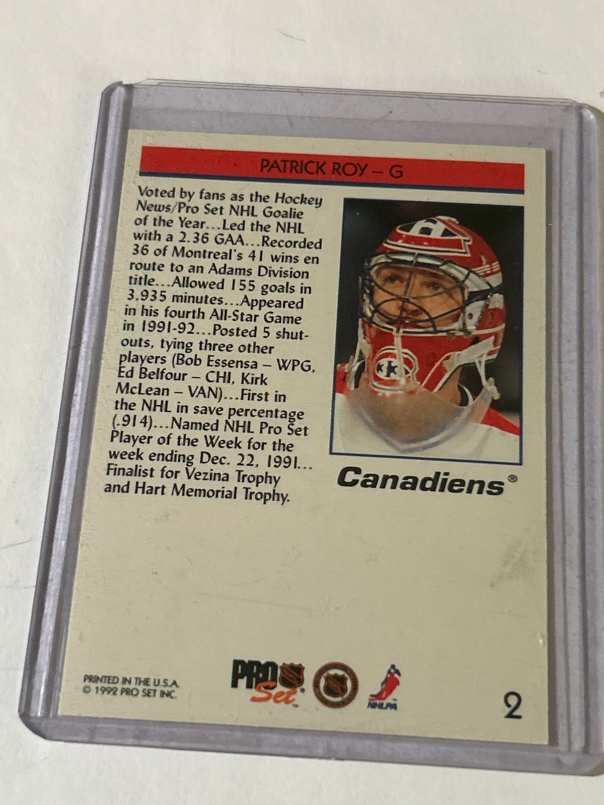 1992-93 Pro Set - Patrick Roy #2