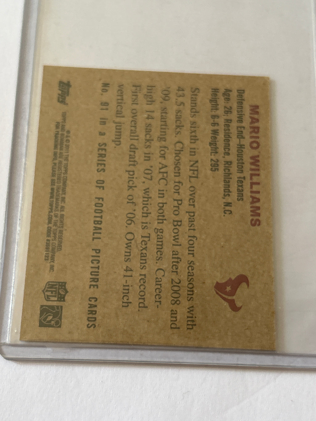 2011 Topps - 1950 Bowman Design Mario Williams Mini