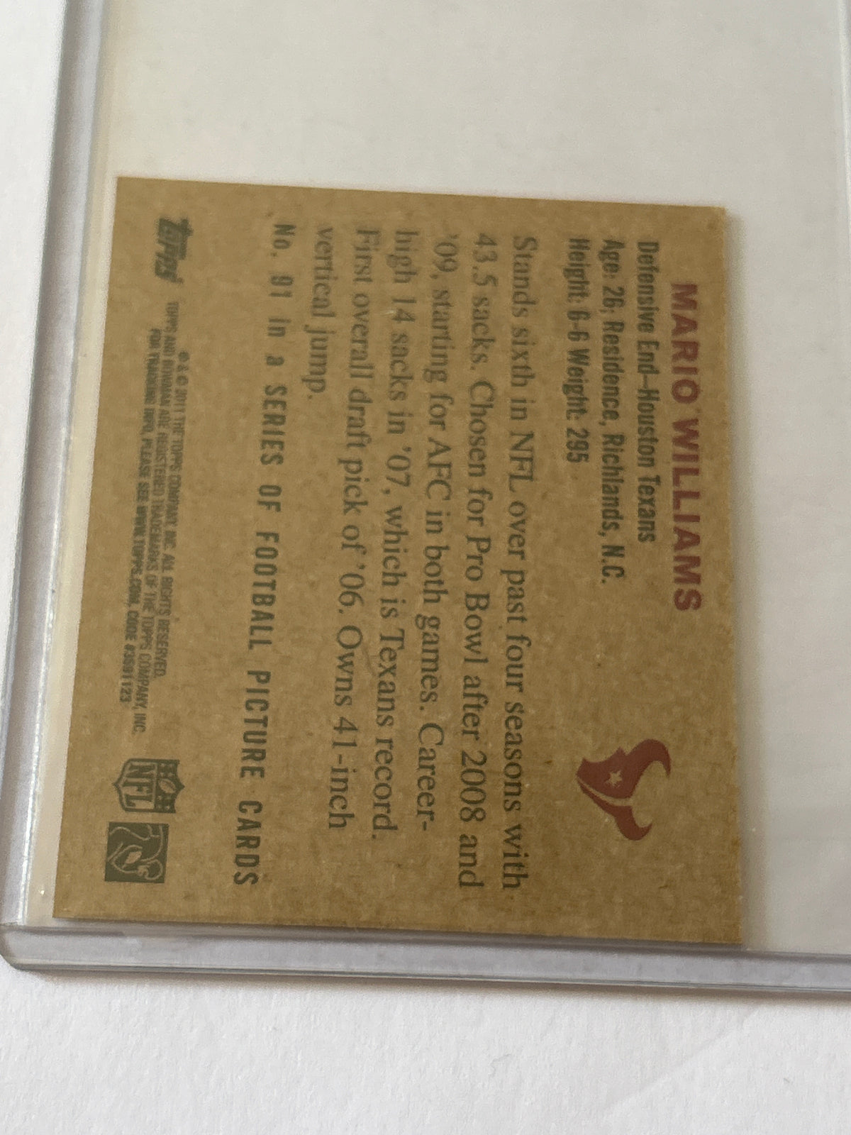 2011 Topps - 1950 Bowman Design Mario Williams Mini