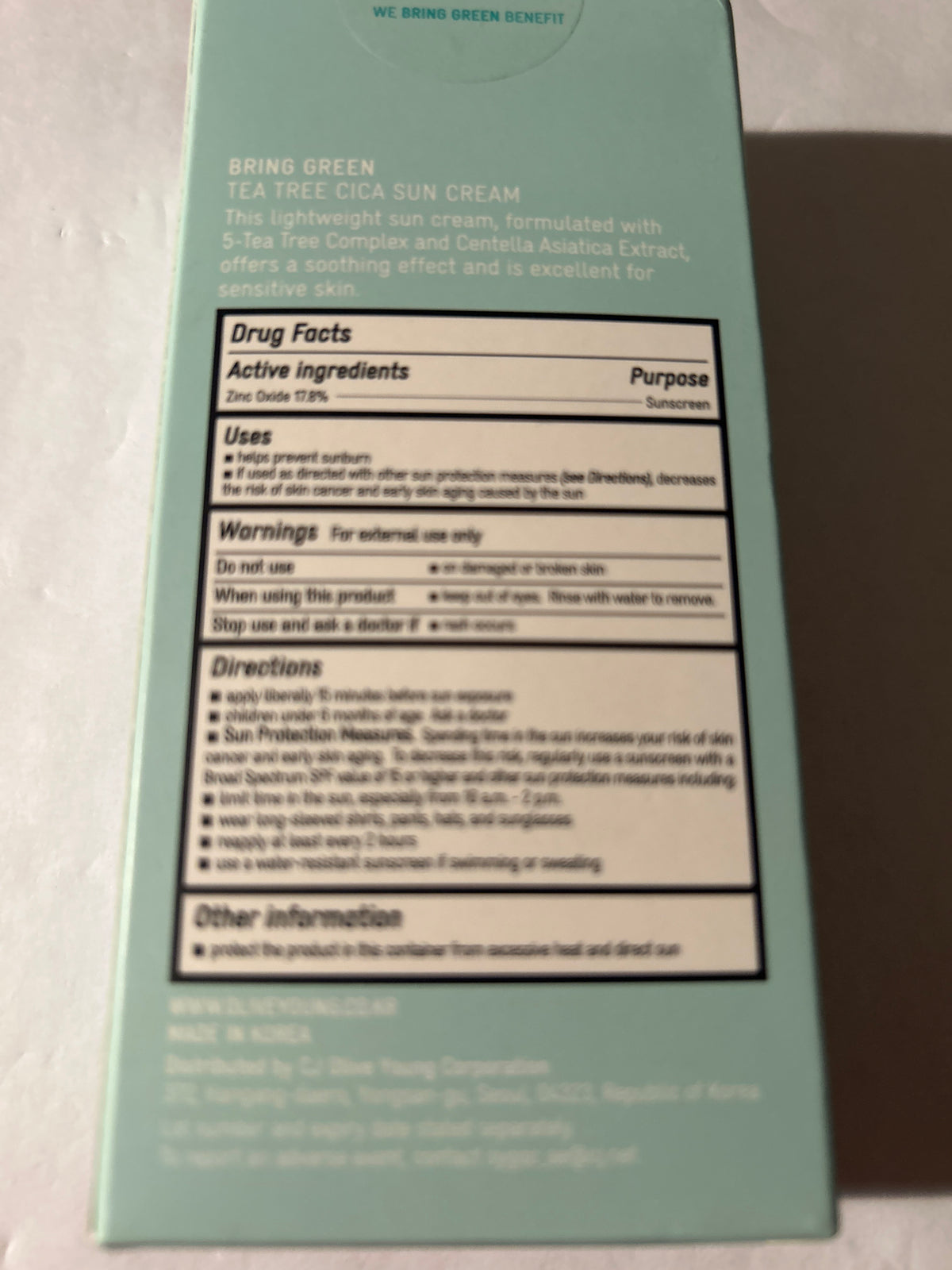 BringGreen Tea Tree Cica Sun Cream – SPF 50 – 50ml – Soothing & Protective