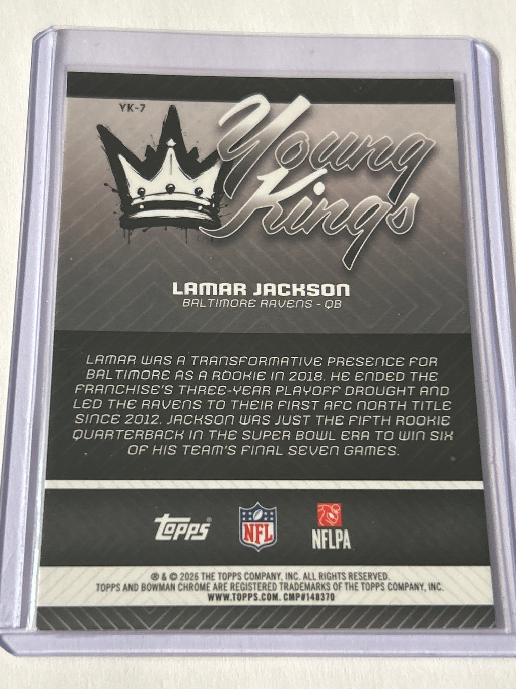 2026 Bowman Chrome Lamar Jackson Young Kings Insert Baltimore Ravens