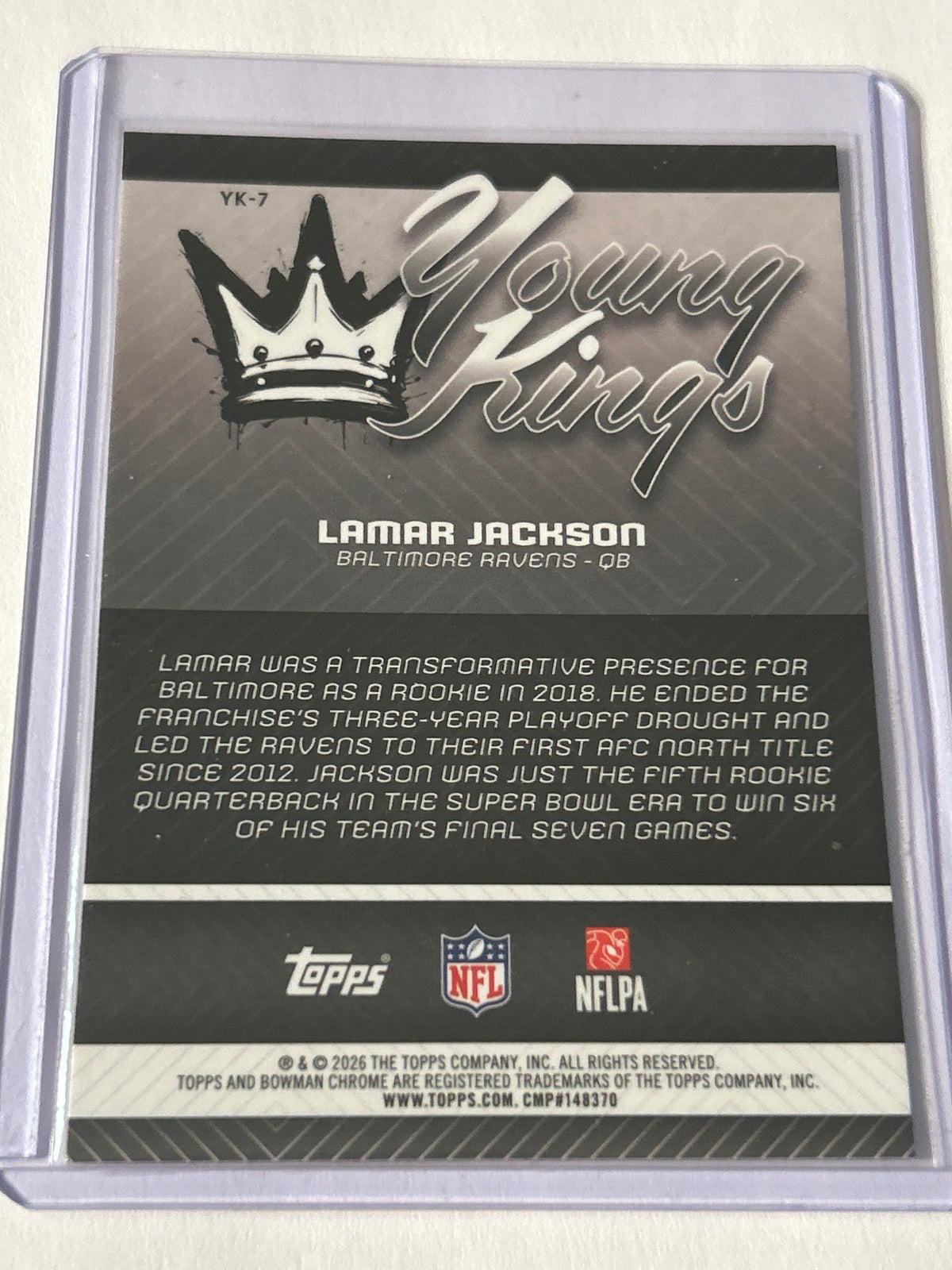 2026 Bowman Chrome Lamar Jackson Young Kings Insert Baltimore Ravens