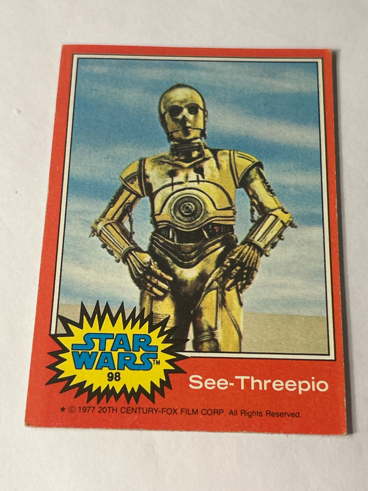 1977 Topps Star Wars Series 2 Red #98 See-Threepio (C-3PO) (Movie Facts Back)