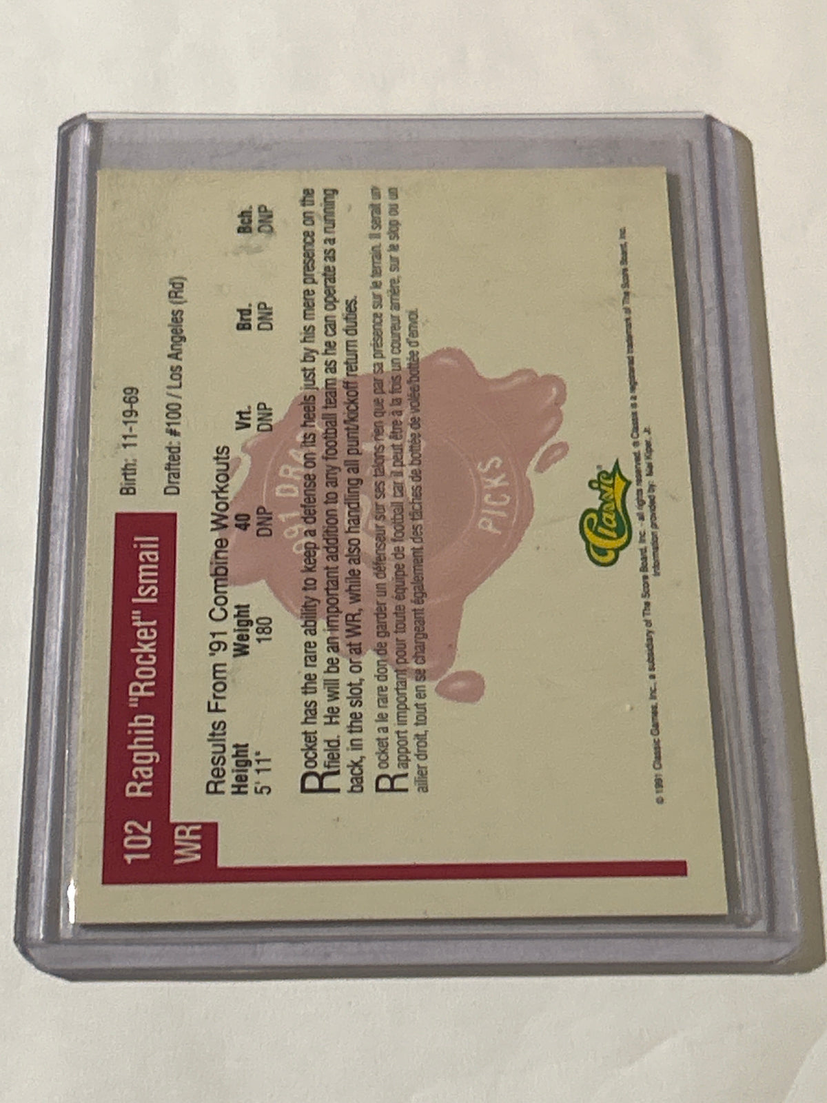 1991 Classic Draft Picks - Rocket Ismail #102 (RC)
