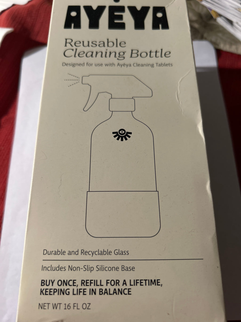 AyeYa Reusable Cleaning Bottle – Durable Glass with Silicone Base – 16 fl oz