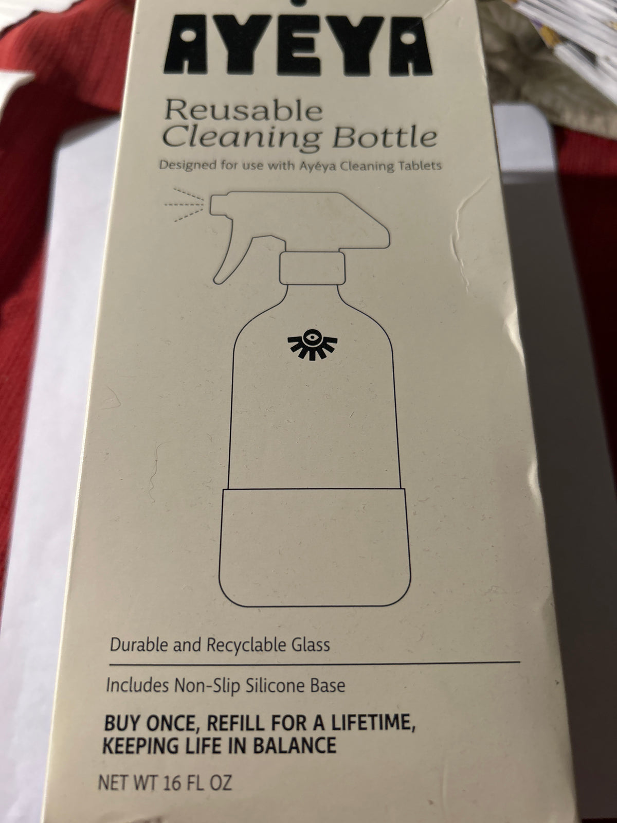 AyeYa Reusable Cleaning Bottle – Durable Glass with Silicone Base – 16 fl oz