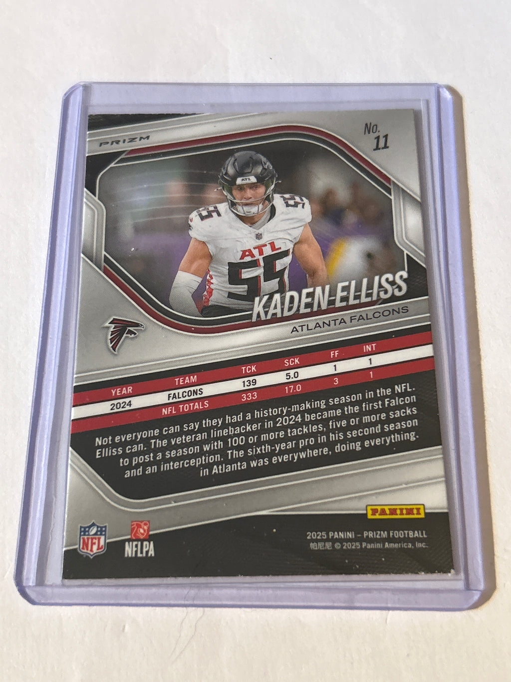2025 Kaden Elliss Panini Prizm Pink Parallel –#11