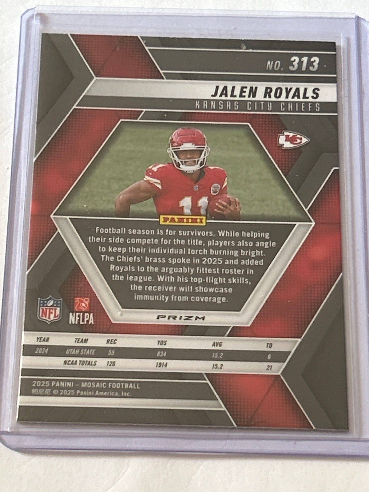 2025 Panini Mosaic - Rookies Jalen Royals #313 Red Scope Prizm (RC)