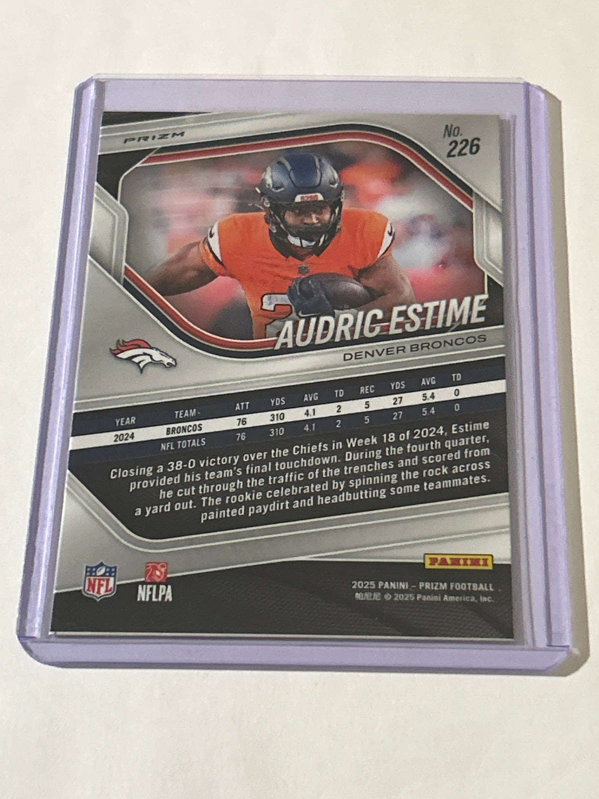 2025 Panini Prizm - Audric Estime #226 Silver Prizm