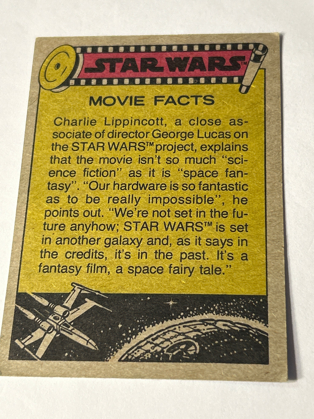 1977 Topps Star Wars #43 Luke Prepares to Swing Across the Chasm, Blue Series 1, Two-Star Variant, VG