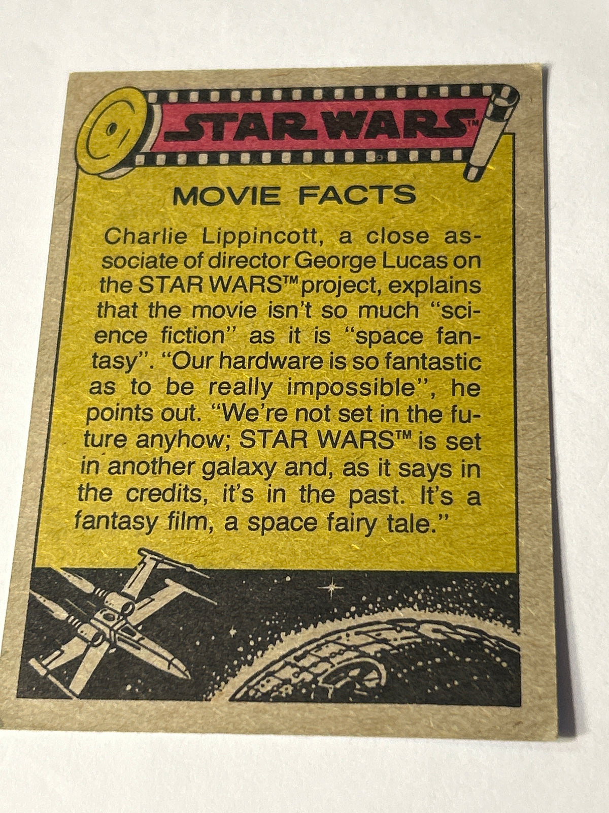 1977 Topps Star Wars #43 Luke Prepares to Swing Across the Chasm, Blue Series 1, Two-Star Variant, VG