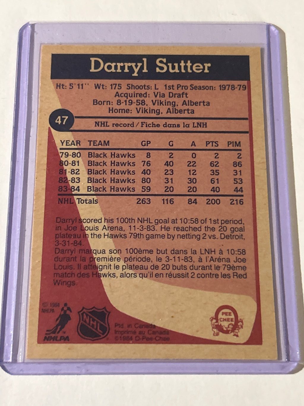 1984-85 O-Pee-Chee - Darryl Sutter #47
