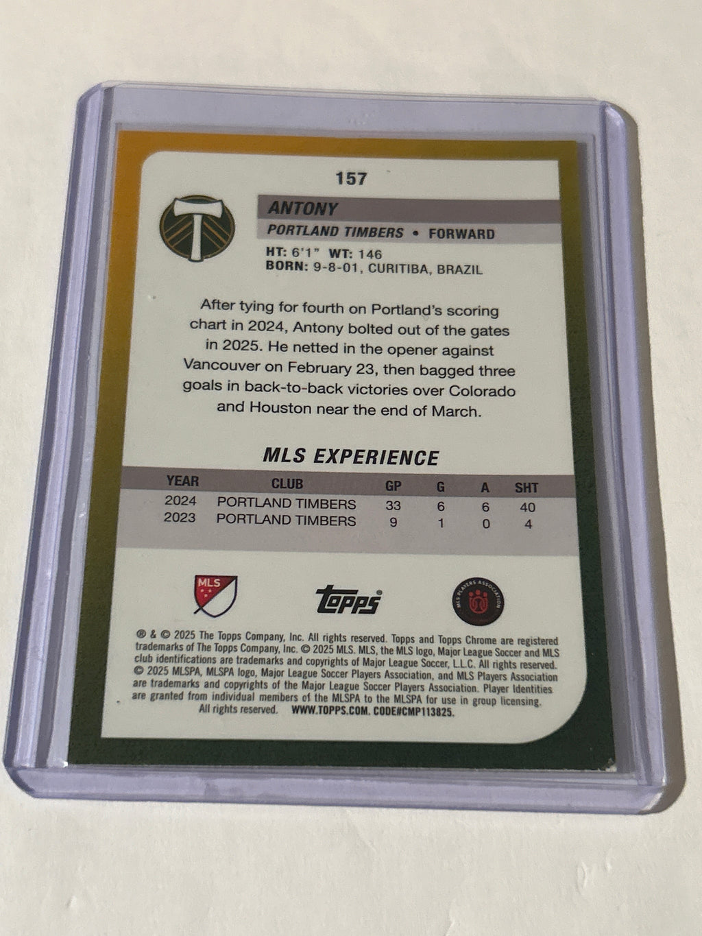 2025 Topps Chrome Mls - Antony #157 Refractor (RC)