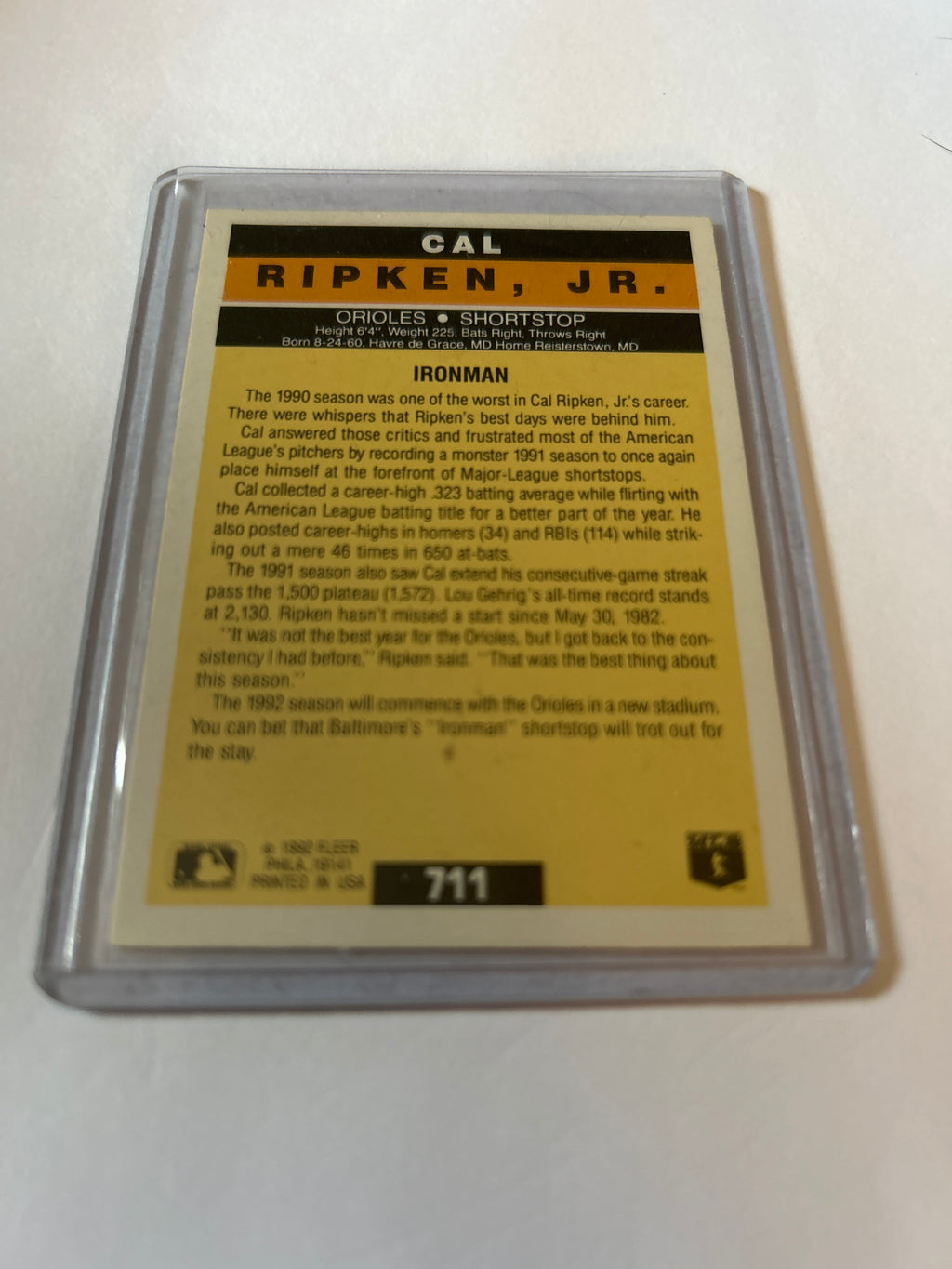 1992 Fleer - Pro Visions Cal Ripken #711