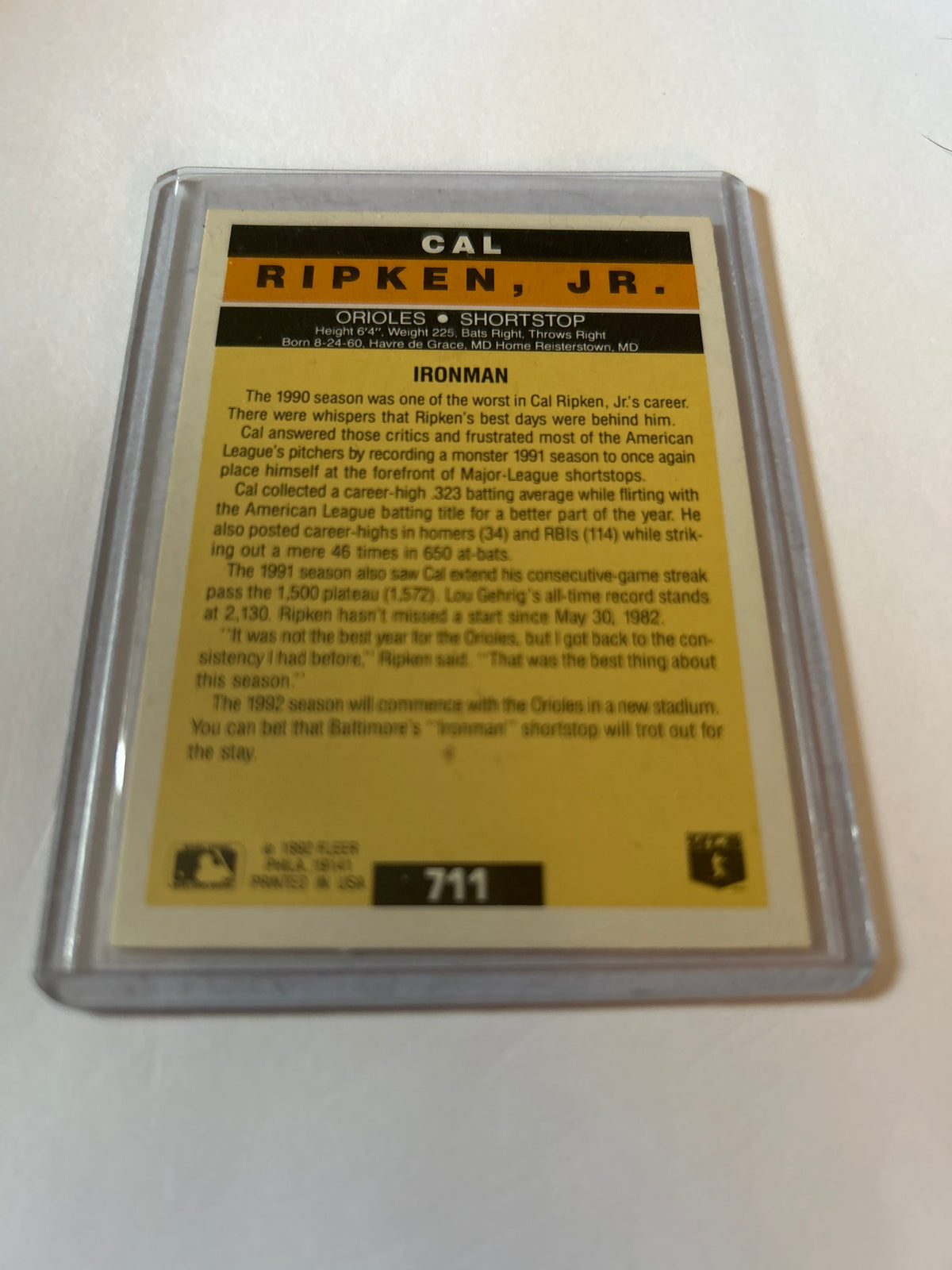 1992 Fleer - Pro Visions Cal Ripken #711
