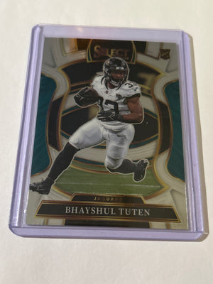 2025 Panini Select - Concourse Bhayshul Tuten #29 Green & Yellow Shock Prizm...