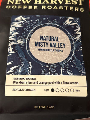 New Harvest Coffee Roasters Natural Misty Valley – Ethiopia Yirgacheffe – Single Origin – Light Roast – Whole Bean – 12 oz (Best By 11/26)