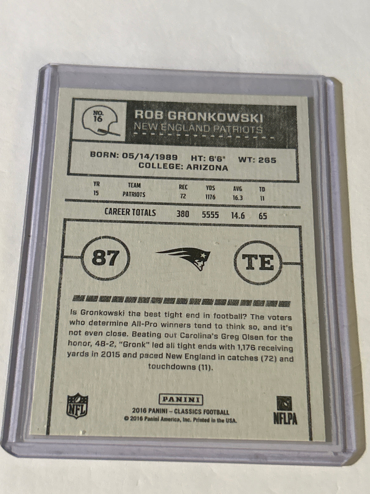 2016 Panini Classics - Rob Gronkowski -#16