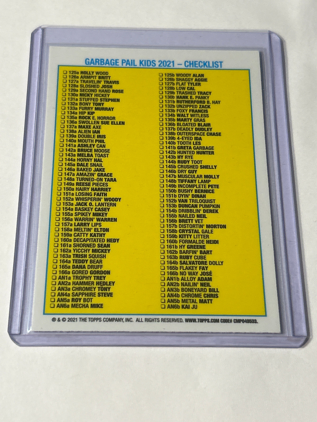 Garbage Pail Kids 138a Alien Ian – Original Series 4 Checklist