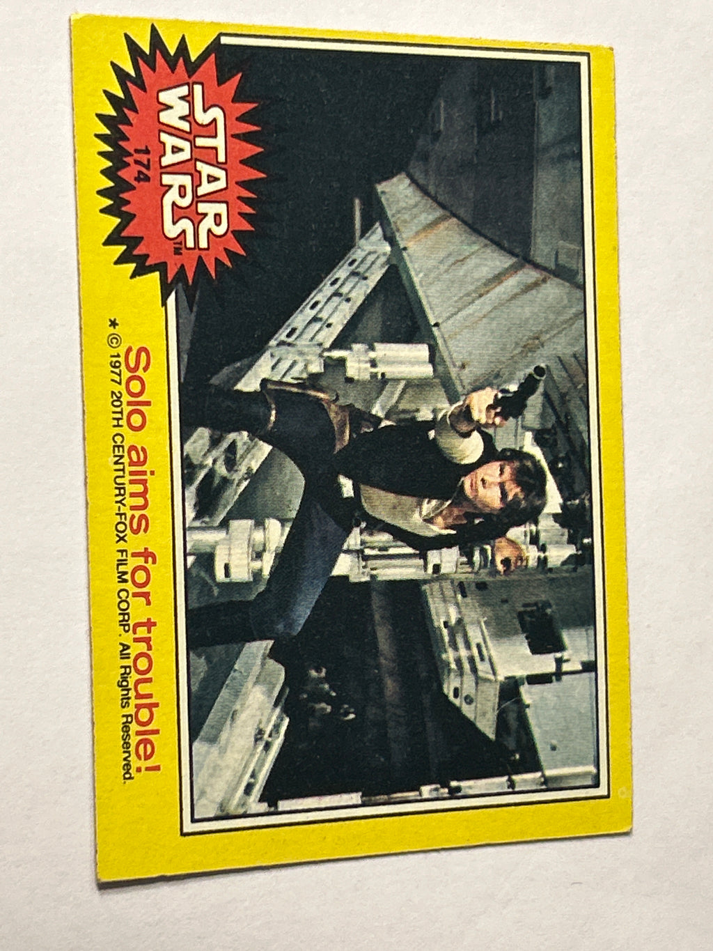 1977 Topps Star Wars #174 Solo Aims for Trouble!, Yellow Series 3, EX