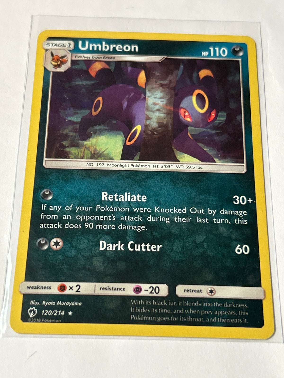 2018 Pokemon Lost Thunder Umbreon #120/214 Rare