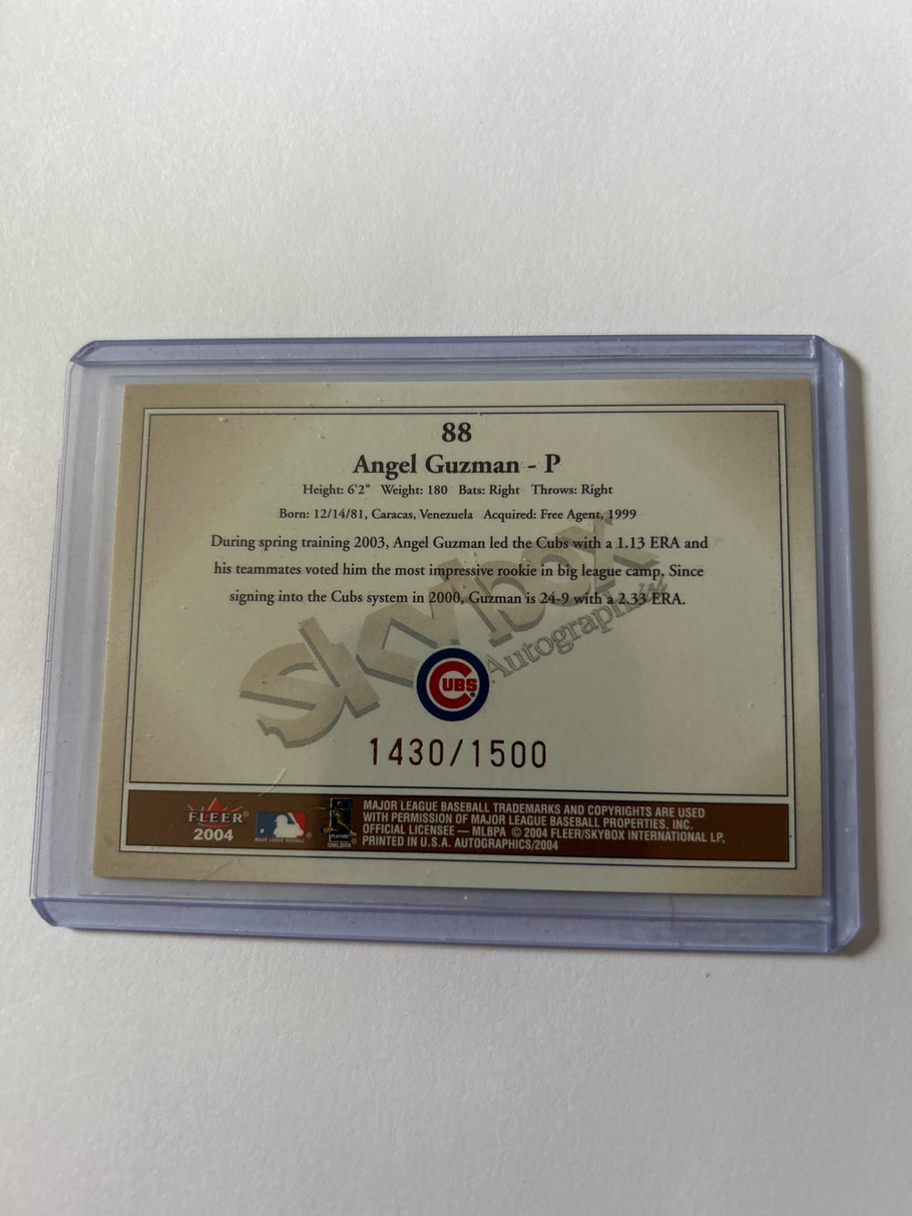 2004 Skybox Autographics - Angel Guzman #1430/1500