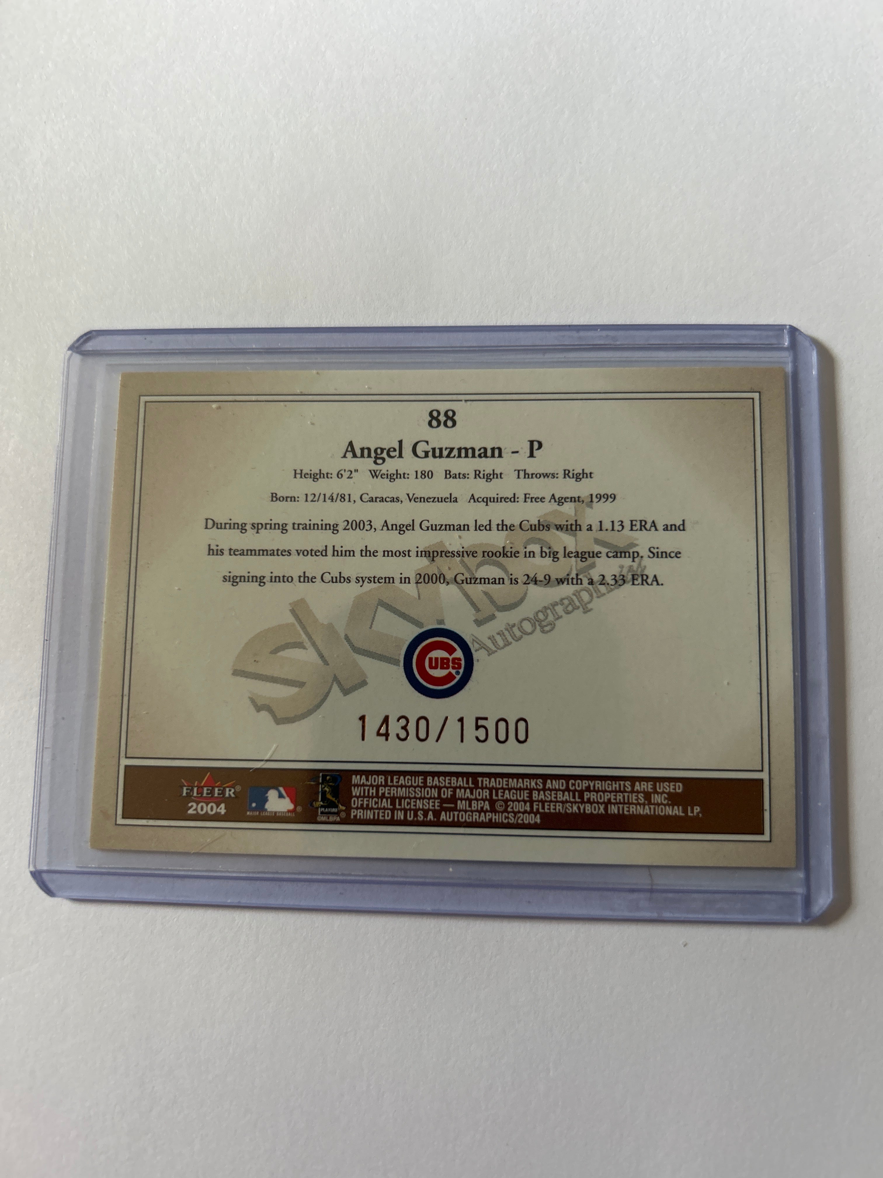 2004 Skybox Autographics - Angel Guzman #1430/1500